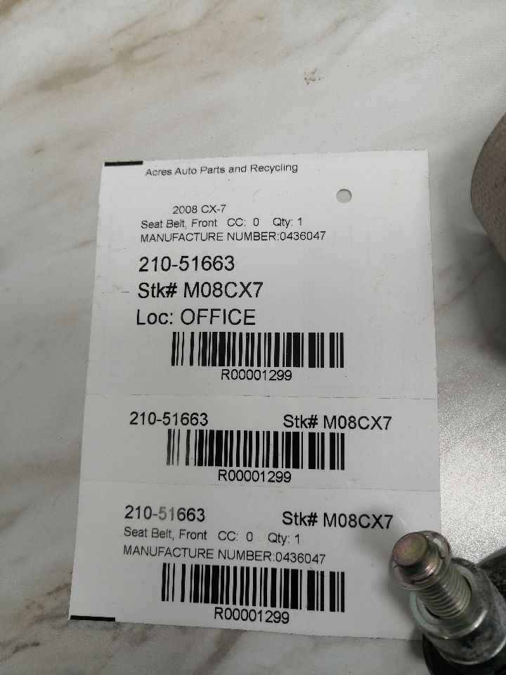 2008 MAZDA CX-7 Seat Belt, Front - 1299 — photo 6