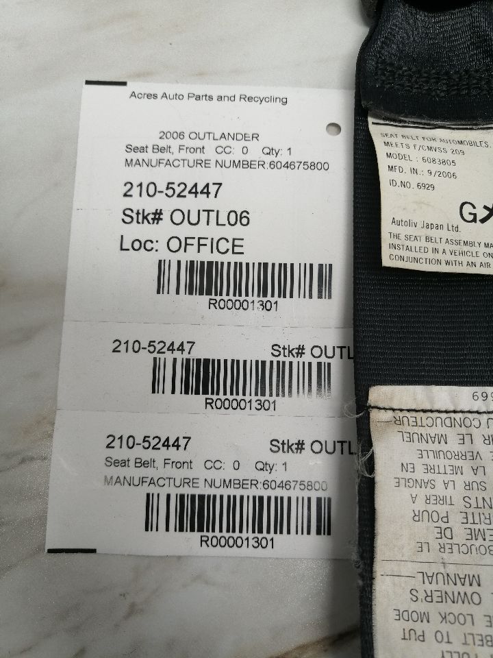 2006 MITSUBISHI OUTLANDER Seat Belt, Front - 1301 — photo 2