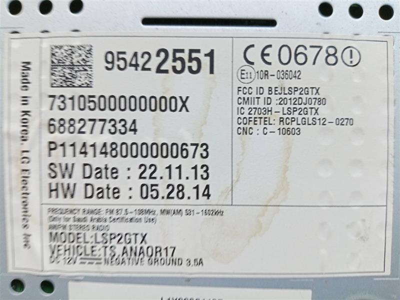 2015 CHEVROLET SONIC 4cyl Gasoline 1.8 Radio Audio - 135466 — photo 6