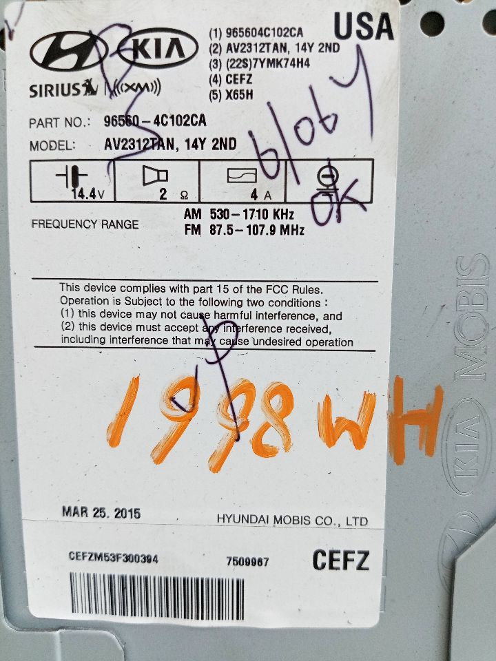 2015 KIA OPTIMA 4cyl Gasoline 2.4 Radio Audio - 138603 — photo 5