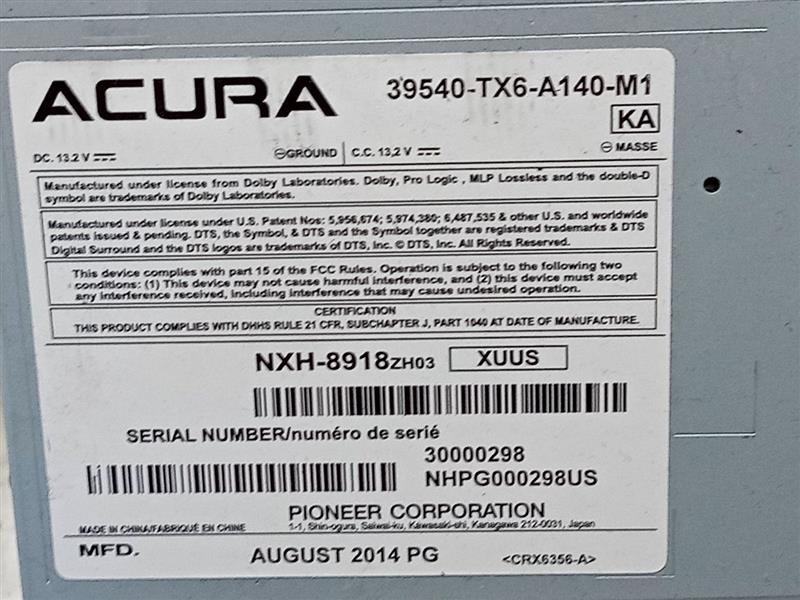 2015 ACURA ILX 2.0L 4cyl Gasoline VVT Radio Audio - 143516 — photo 6