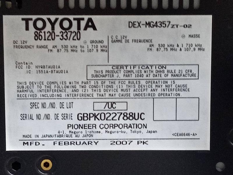 2007 LEXUS ES350 6cyl Gasoline 3.5 Radio Audio - 149664 — photo 8