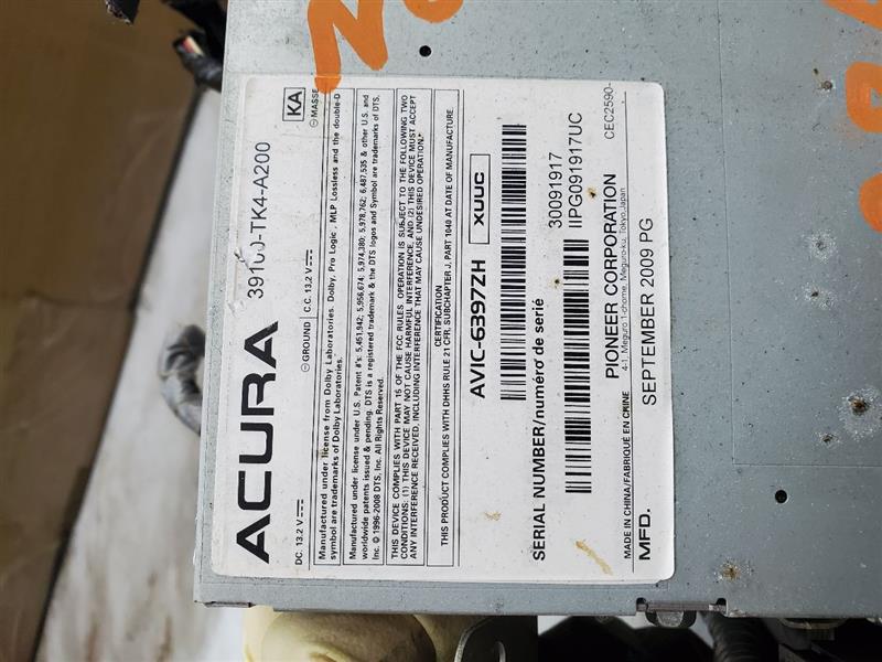 2010 ACURA TL 3.5L 6cyl Gasoline VVT Radio Audio - 155567 — photo 5