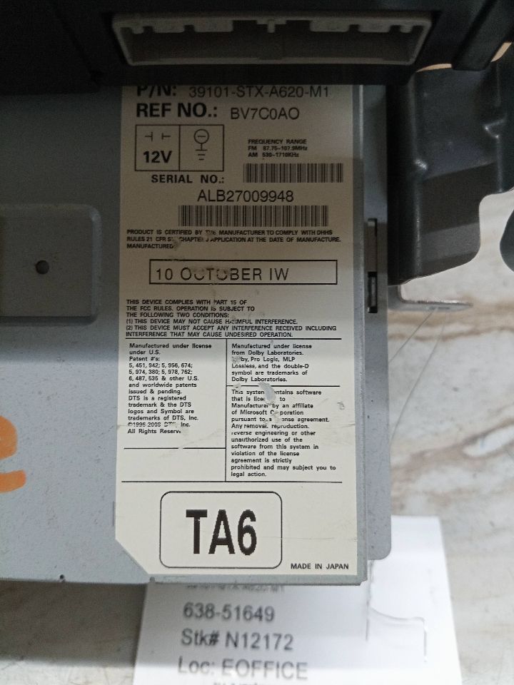 2011 ACURA MDX 3.7L 6cyl Gasoline VVT Radio Audio - 163130 — photo 7