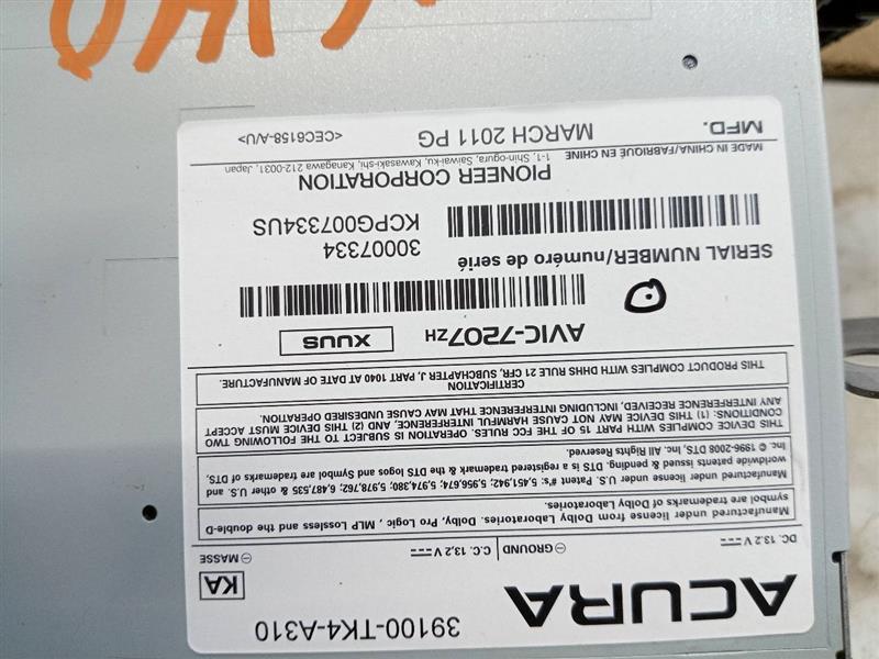 2012 ACURA TL 3.7L 6cyl Gasoline VVT Radio Audio - 171926 — photo 5