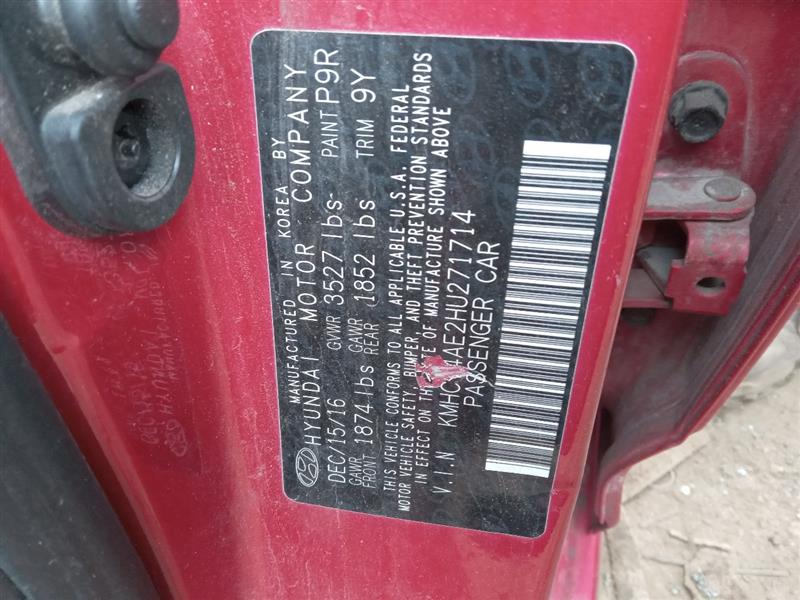 2017 HYUNDAI ACCENT 4cyl Gasoline 1.6 DOHC Parts Cars Trucks - 182244