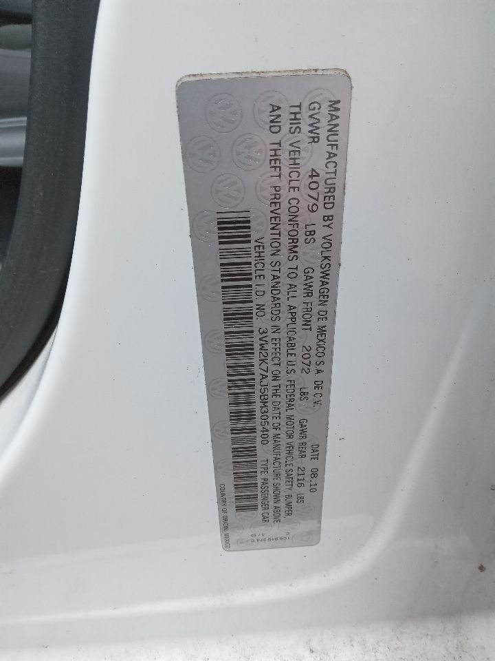 2011 VOLKSWAGEN JETTA 4cyl Gasoline 2.0 Parts Cars Trucks - 182320