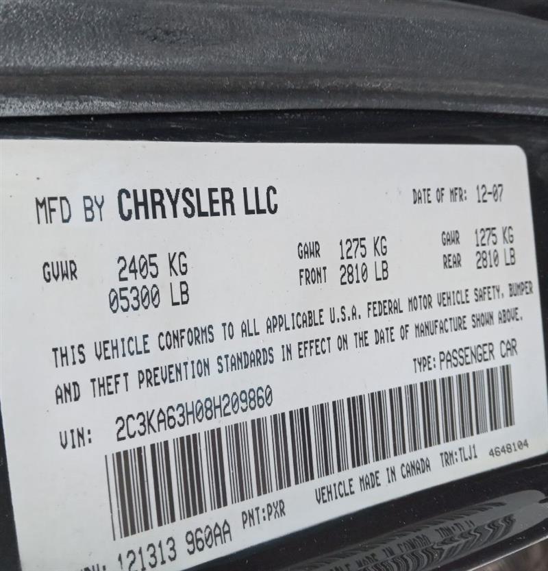 2008 CHRYSLER 300 8cyl Gasoline 5.7 HEMI Parts Cars Trucks - 182631