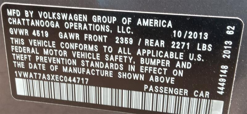 2014 VOLKSWAGEN PASSAT 4cyl Gasoline Turbo 1.8 Parts Cars Trucks - 182651