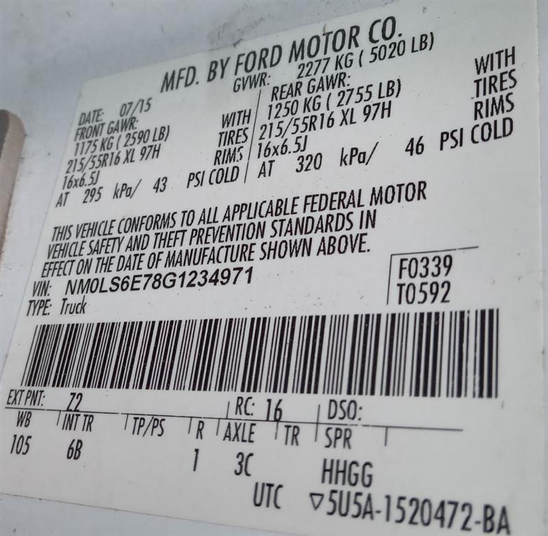 2016 FORD TRANSIT CONNECT 2.5L 4cyl Gasoline Parts Cars Trucks - 182659