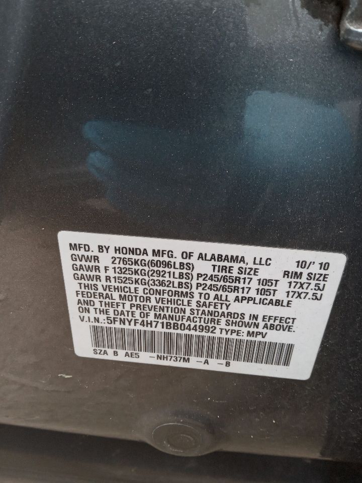2011 HONDA PILOT 6cyl Gasoline 3.5 Parts Cars Trucks - 182713