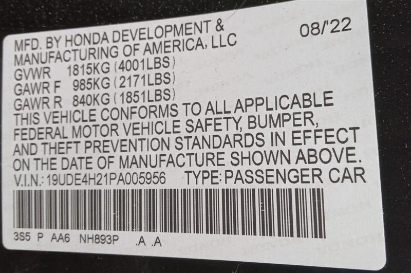 2023 ACURA INTEGRA 1.5L 4cyl Turbo Gasoline Left DOOR ASSEMBLY, FR - 183625