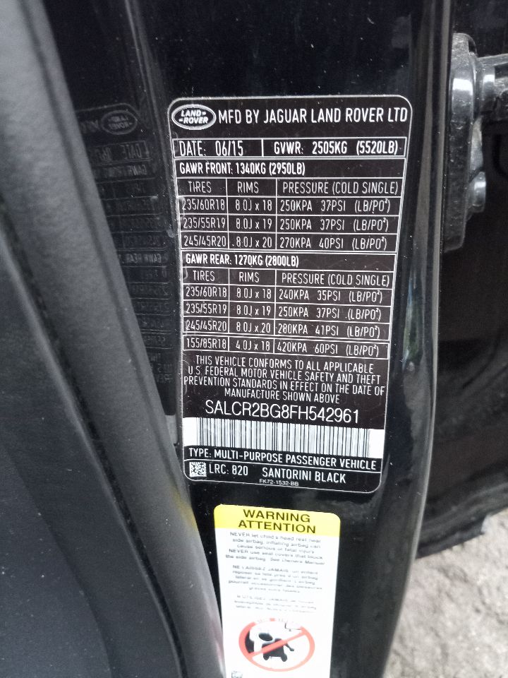 2015 LAND ROVER DISCOVERY SPORT 4cyl Gasoline Turbo 2.0 CARRIER ASSEMBLY - 186136