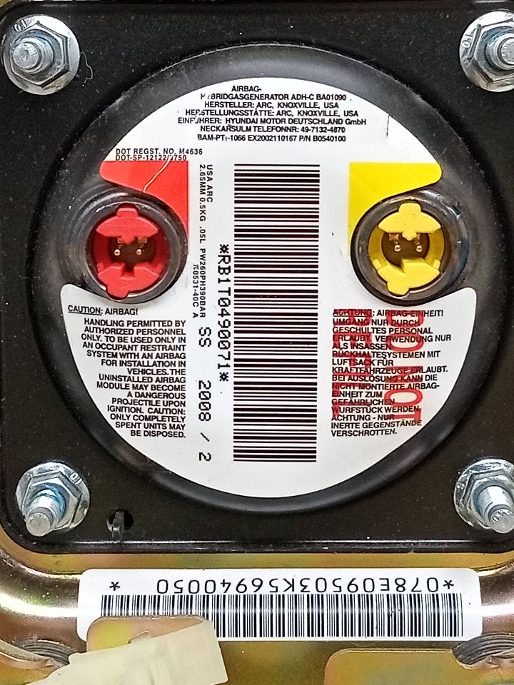 2009 HYUNDAI SONATA AIR BAG - 20189 — photo 4