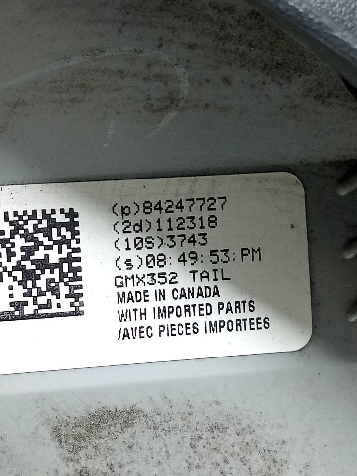 2019 CHEVROLET IMPALA 3.6L 6cyl Gasoline VVT Right TAIL LAMP - 20977 — photo 5