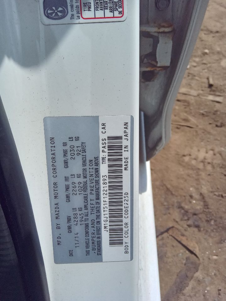 2015 MAZDA 6 4cyl Gasoline 2.5 DOHC Right LOWER CNTRL ARM, FR - 209959