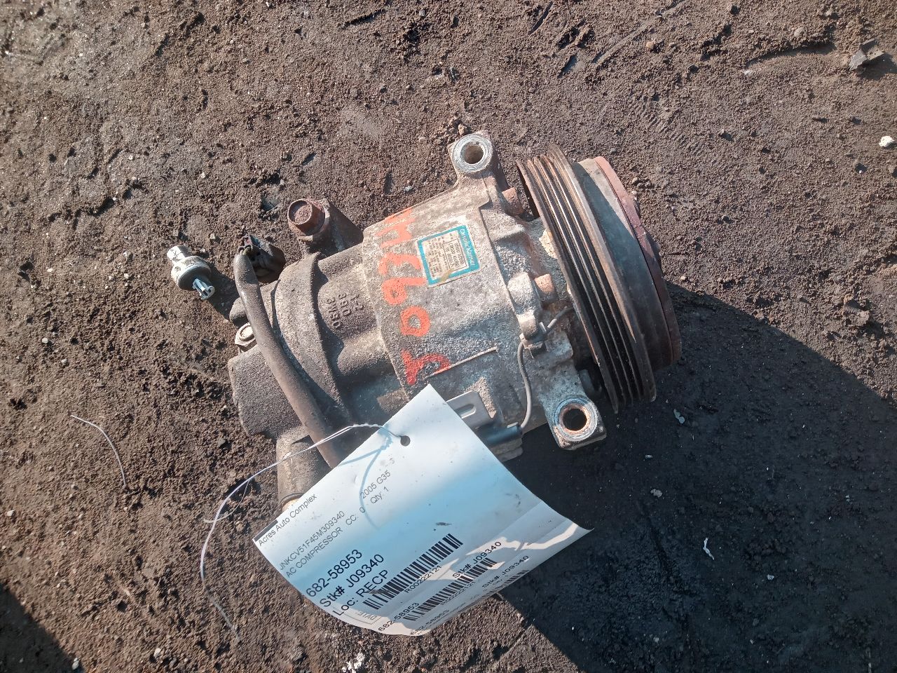 2005 INFINITI G35 6cyl Gasoline 3.5 AC COMPRESSOR - 222121