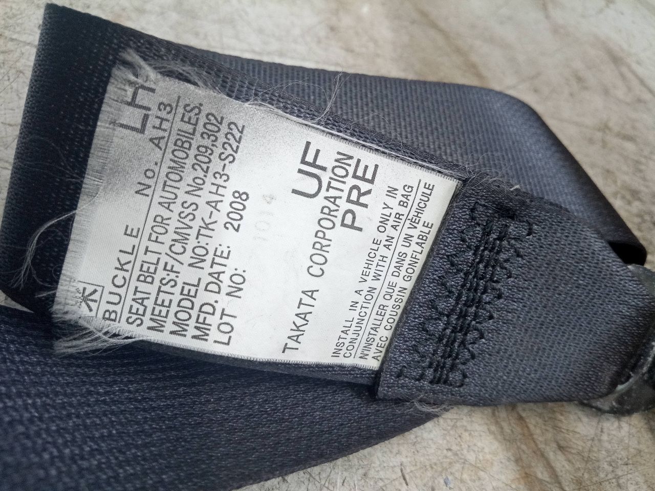 2009 SUBARU IMPREZA 4cyl Gasoline 2.5 Seat Belt, Front - 222515 — photo 3