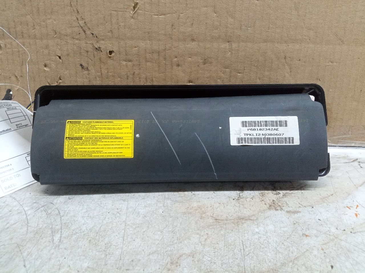 2014 JEEP CHEROKEE 6cyl Gasoline 3.2 Right AIR BAG - 231192