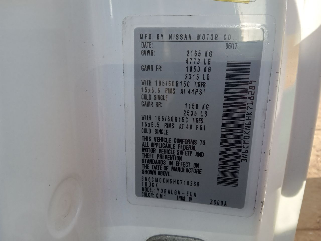 2017 NISSAN NV200 2.0L 4cyl Gasoline VVT Chassis Cont Mod - 237274 — photo 1