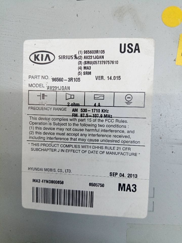 2014 KIA CADENZA 6cyl Gasoline 3.3 Radio Audio - 240644 — photo 3