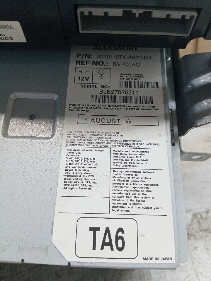2011 ACURA MDX 3.7L 6cyl Gasoline VVT Radio Audio - 241172 — photo 4