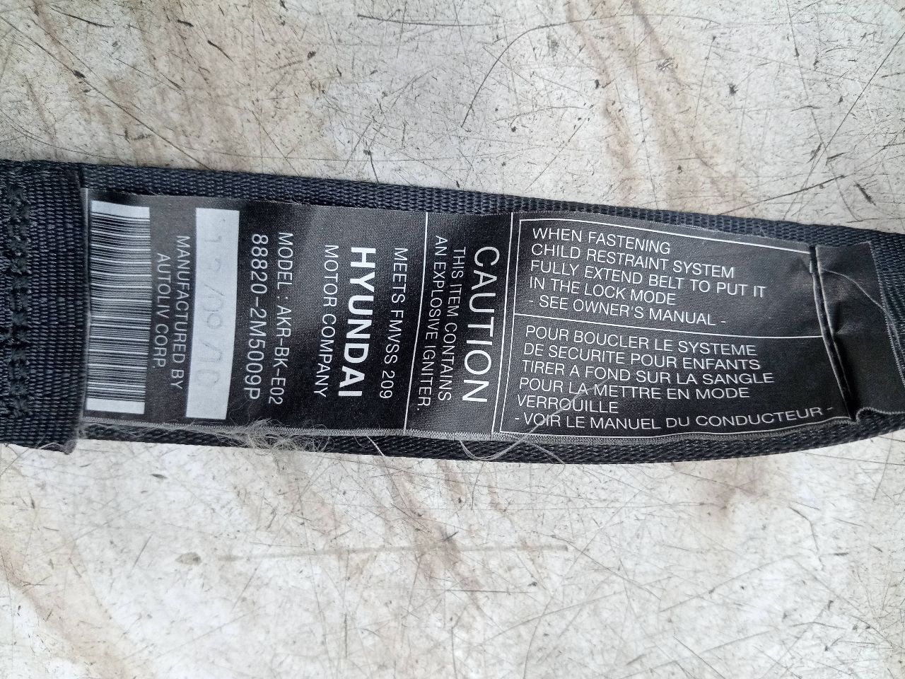 2012 HYUNDAI GENESIS Seat Belt, Front - 241920 — photo 3