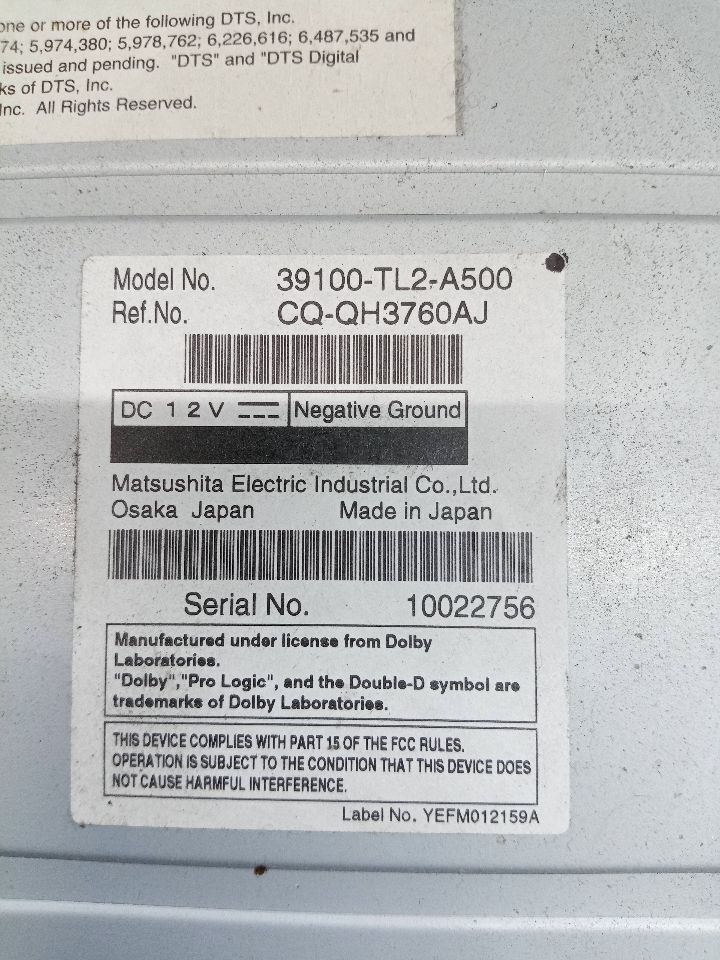 2010 ACURA TSX 2.4L 4cyl Gasoline VVT Radio Audio - 242458 — photo 3