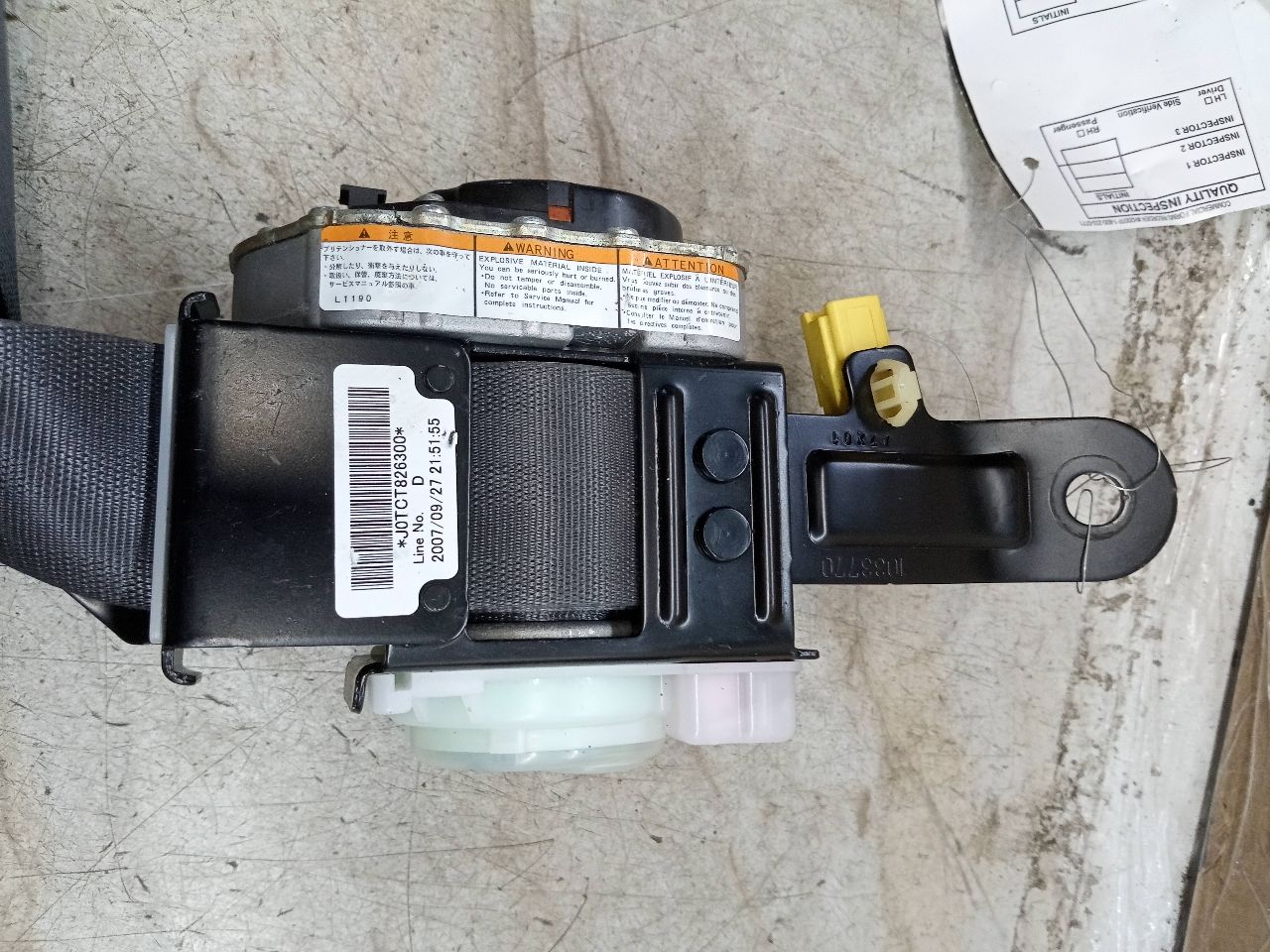 2008 HONDA CIVIC 4cyl Electric 1.3 Seat Belt, Front - 245852 — photo 5