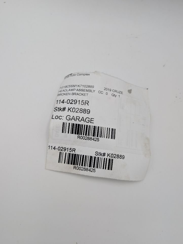 2019 CHEVROLET CRUZE Right HEADLAMP ASSEMBLY - 288425