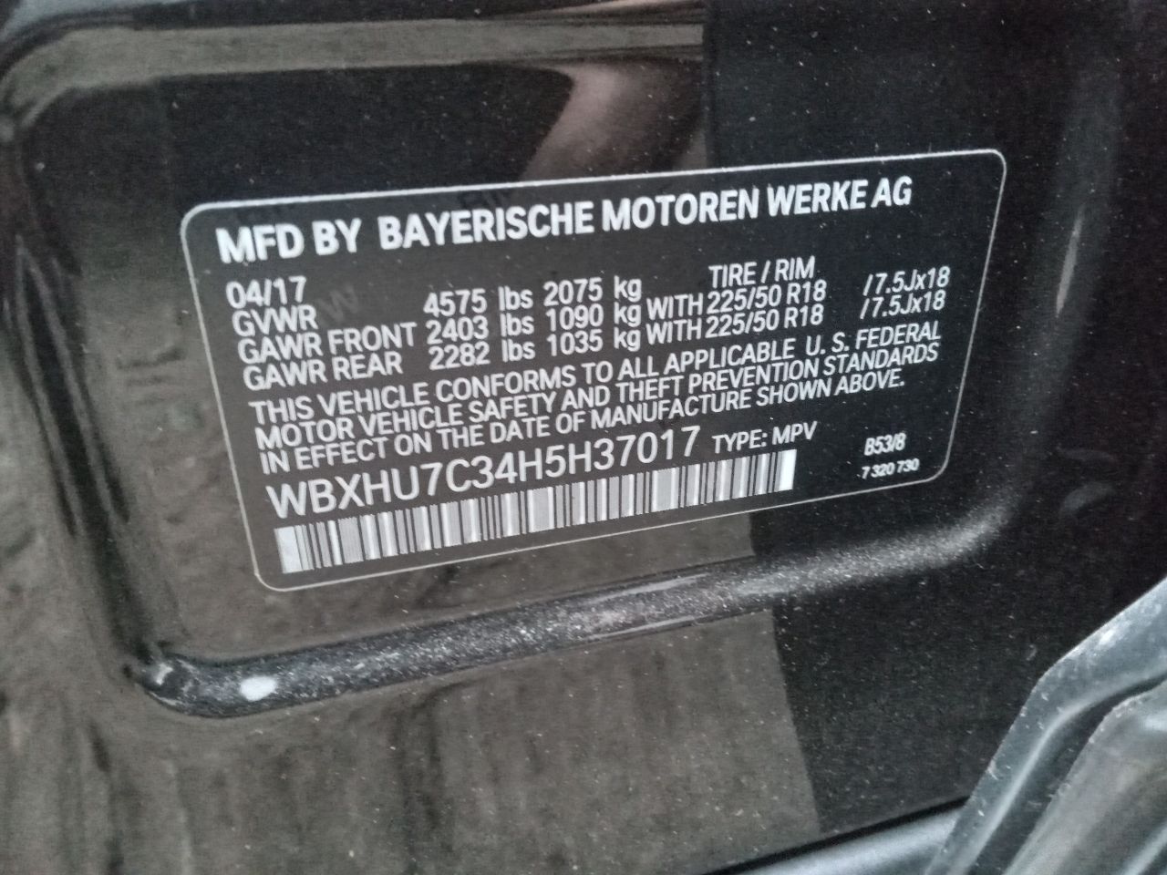 2017 BMW X1 Decklid  Tailgate - 309757