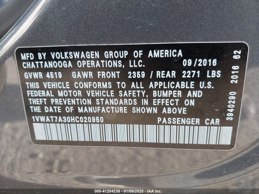 2017 VOLKSWAGEN PASSAT 1.8L 4cyl Turbo Gasoline AC COMPRESSOR - 324909 — photo 5