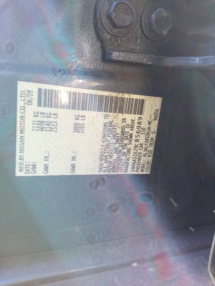 2009 NISSAN MAXIMA 6cyl Gasoline 3.5 Chassis Cont Mod - 326420 — photo 1