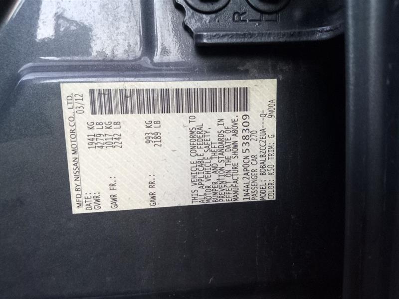 2012 NISSAN ALTIMA 4cyl Gasoline 2.5 DOHC Chassis Cont Mod - 326428 — photo 1