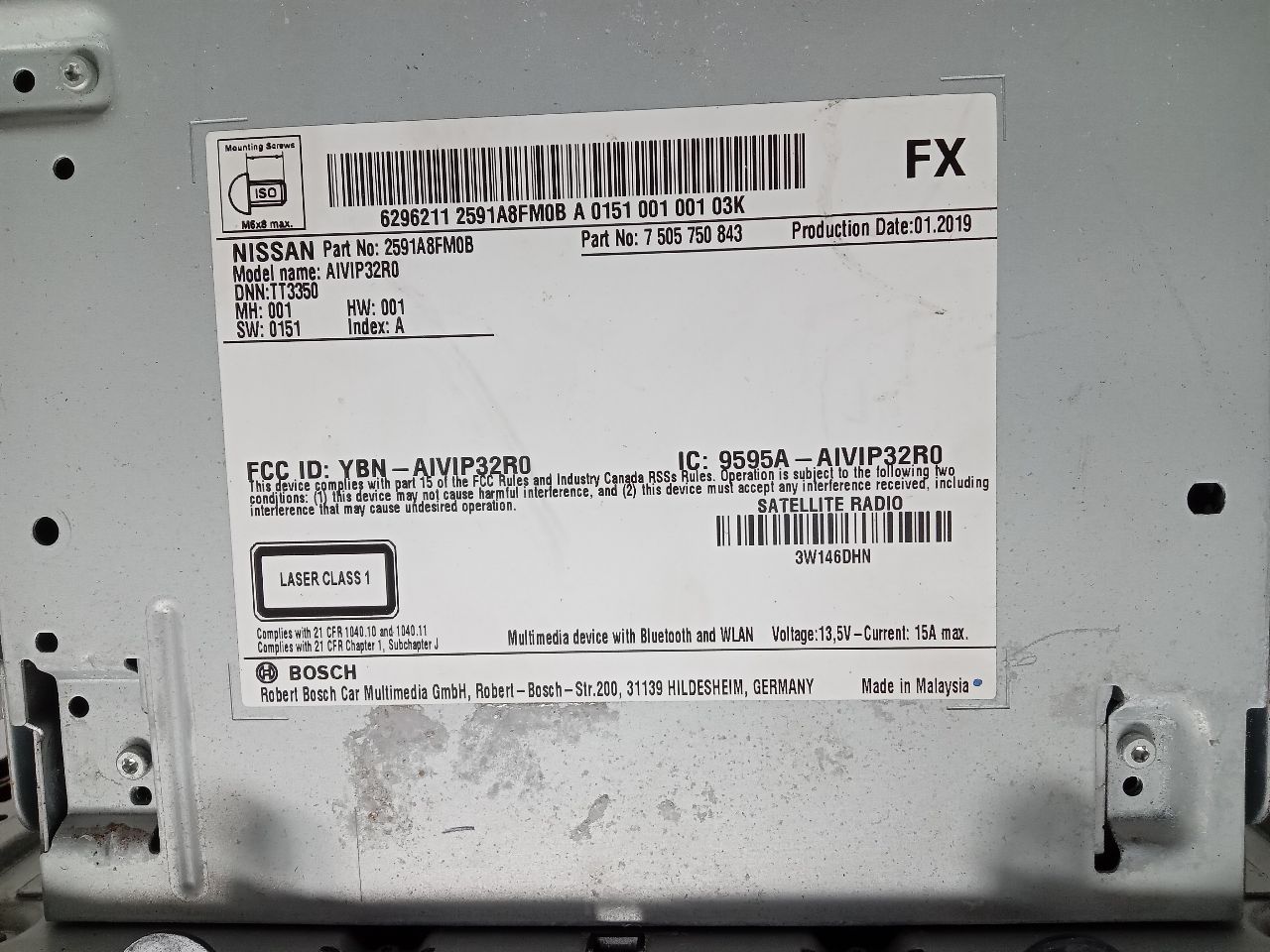 2019 NISSAN ROGUE SPORT 2.0L 4cyl Gasoline VVT Radio Audio - 339610 — photo 4