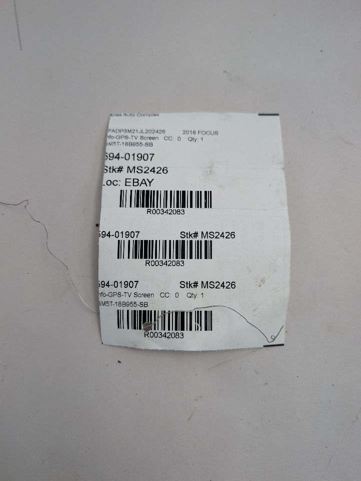 2018 FORD FOCUS 2.0L 4cyl Gasoline VVT Info-GPS-TV Screen - 342083