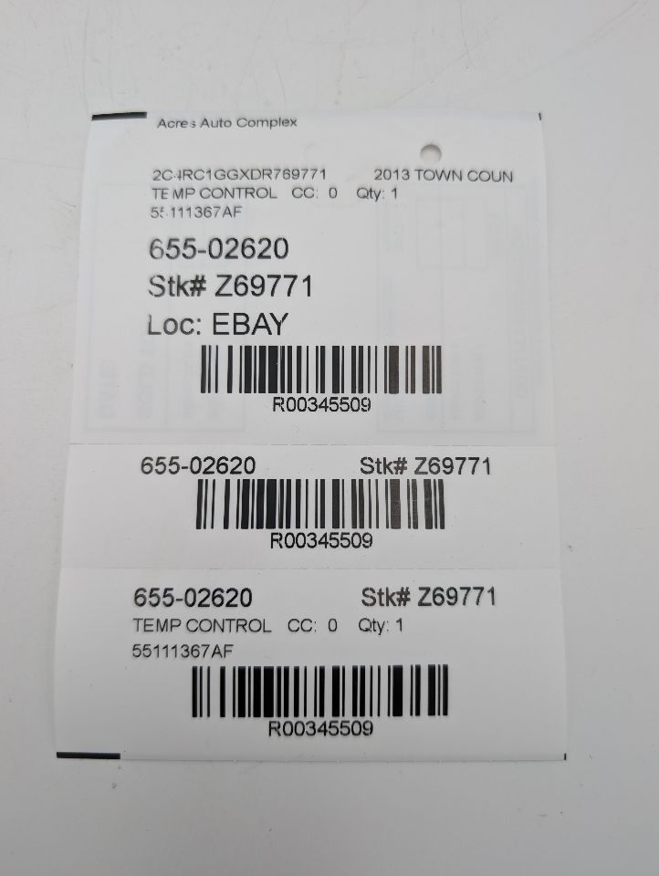 2013 CHRYSLER TOWN & COUNTRY TEMP CONTROL - 345509