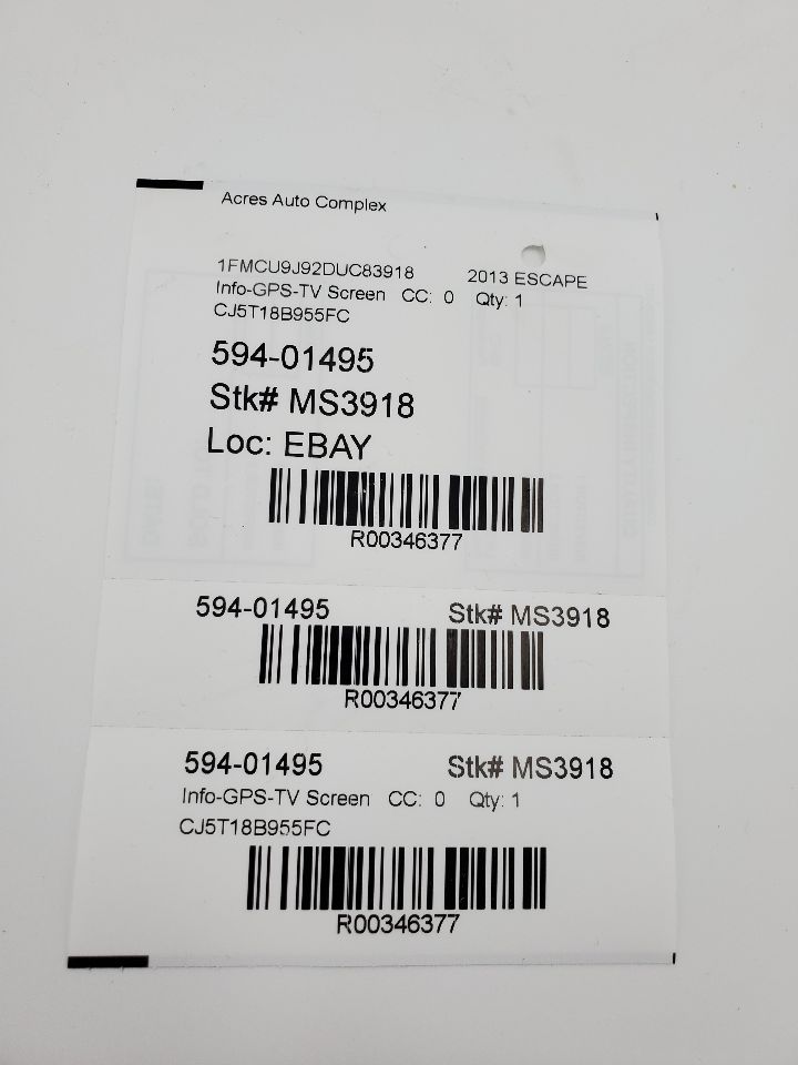 2013 FORD ESCAPE 4cyl 2.0 EcoBoost Info-GPS-TV Screen - 346377