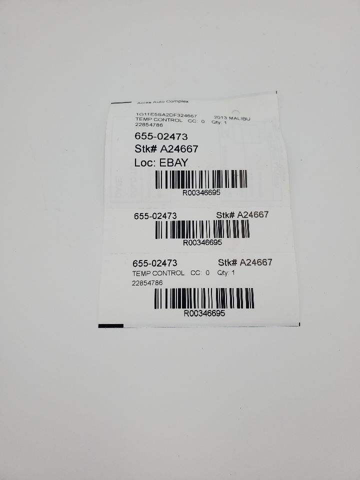 2013 CHEVROLET MALIBU 4cyl Gasoline 2.5 TEMP CONTROL - 346695