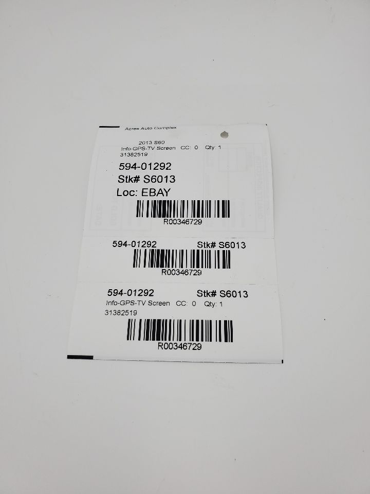 2013 VOLVO 60 SERIES Info-GPS-TV Screen - 346729