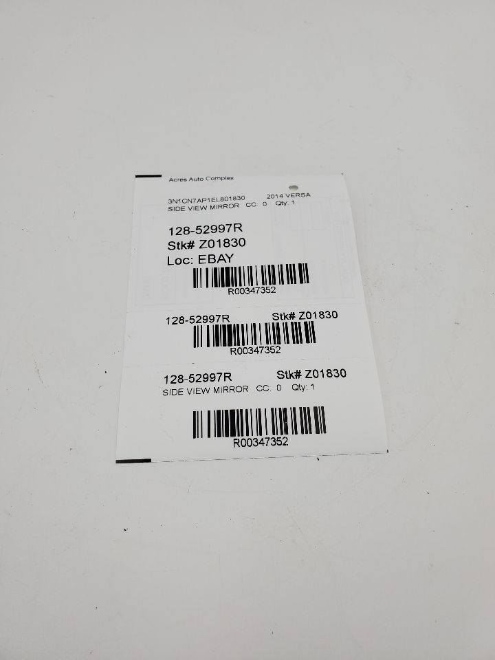 2014 NISSAN VERSA 4cyl Gasoline 1.6 DOHC Right SIDE VIEW MIRROR - 347352