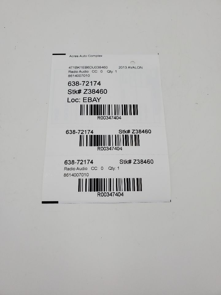 2013 TOYOTA AVALON 6cyl Gasoline 3.5 Radio Audio - 347404