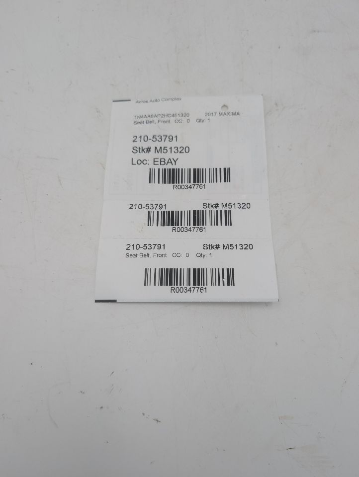 2017 NISSAN MAXIMA 6cyl Gasoline 3.5 Seat Belt, Front - 347761