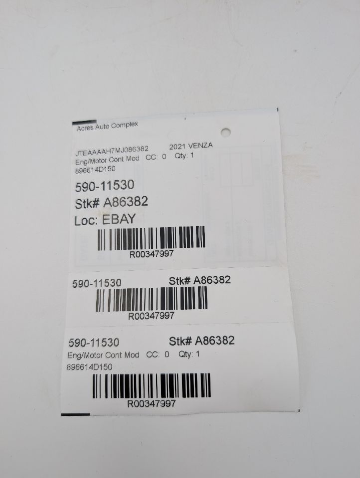 2021 TOYOTA VENZA 2.5L 4cyl Hybrid VVT Eng/Motor Cont Mod - 347997