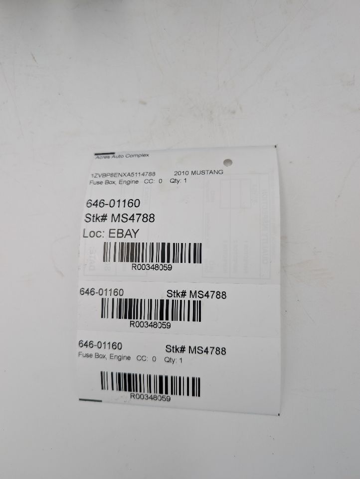 2010 FORD MUSTANG 6cyl Gasoline 4.0 Fuse Box, Engine - 348059