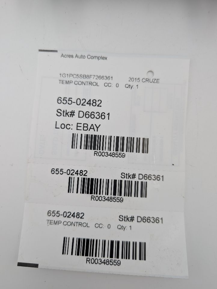 2015 CHEVROLET CRUZE 4cyl Gasoline Turbo 1.4 TEMP CONTROL - 348559
