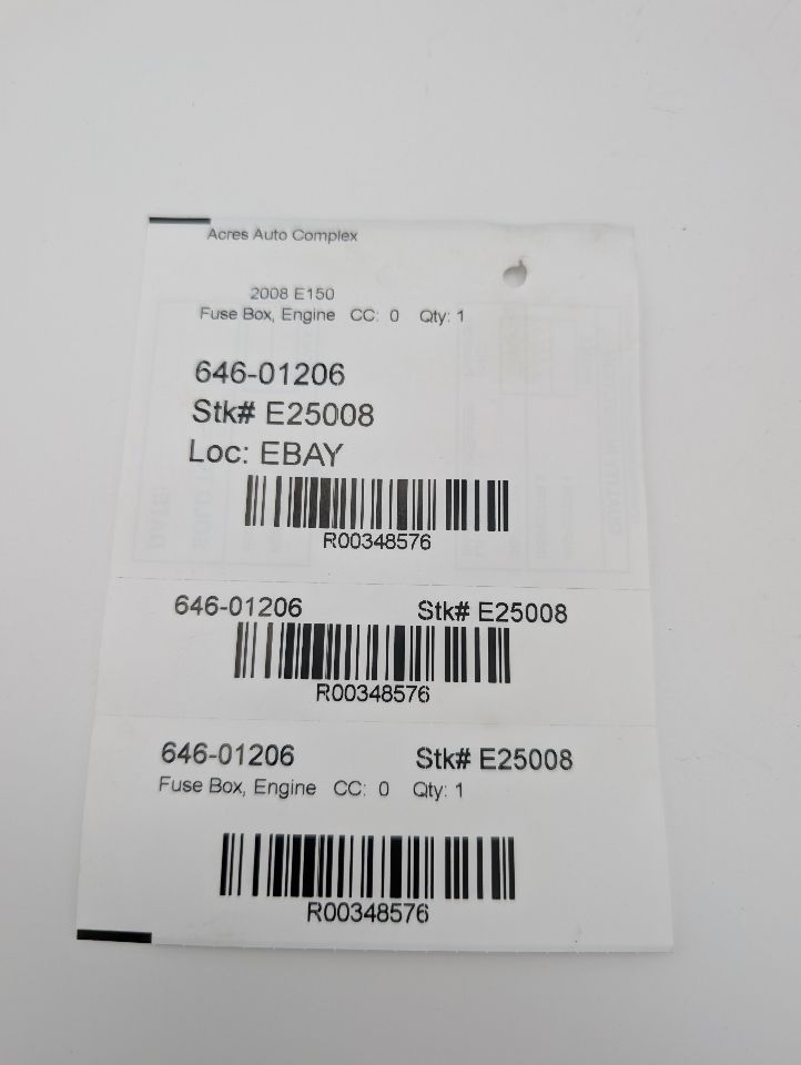 2008 FORD E150 VAN Fuse Box, Engine - 348576