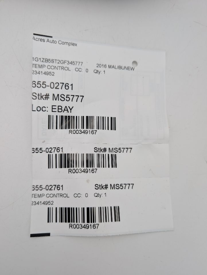 2016 CHEVROLET MALIBU 4cyl Gasoline Turbo 1.5 TEMP CONTROL - 349167
