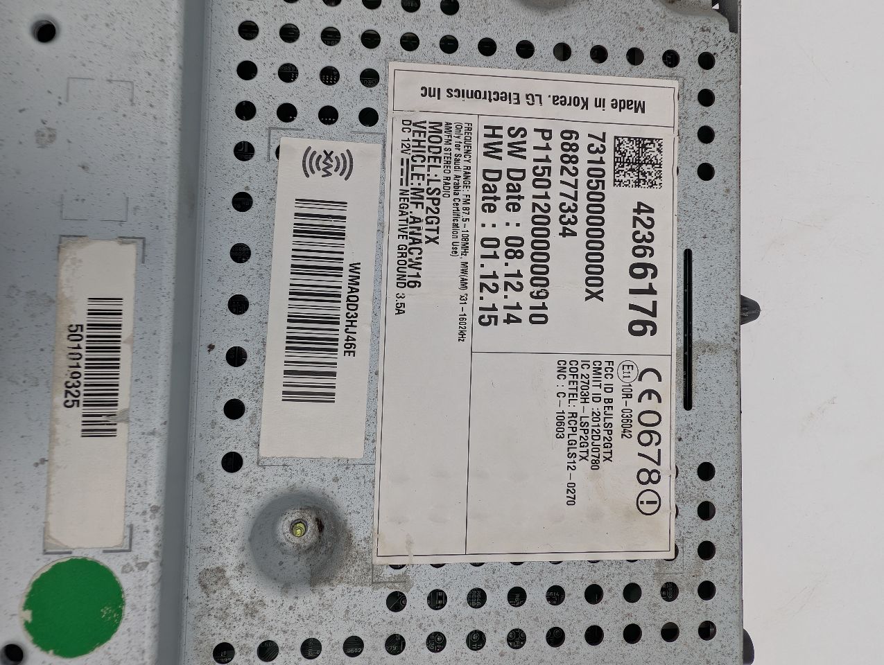 2015 CHEVROLET SPARK 4cyl Gasoline 1.2 Radio Audio - 349279 — photo 3