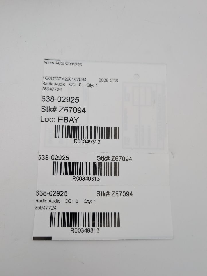 2009 CADILLAC CTS 6 Cyl Gasoline 3.6 DI Radio Audio - 349313